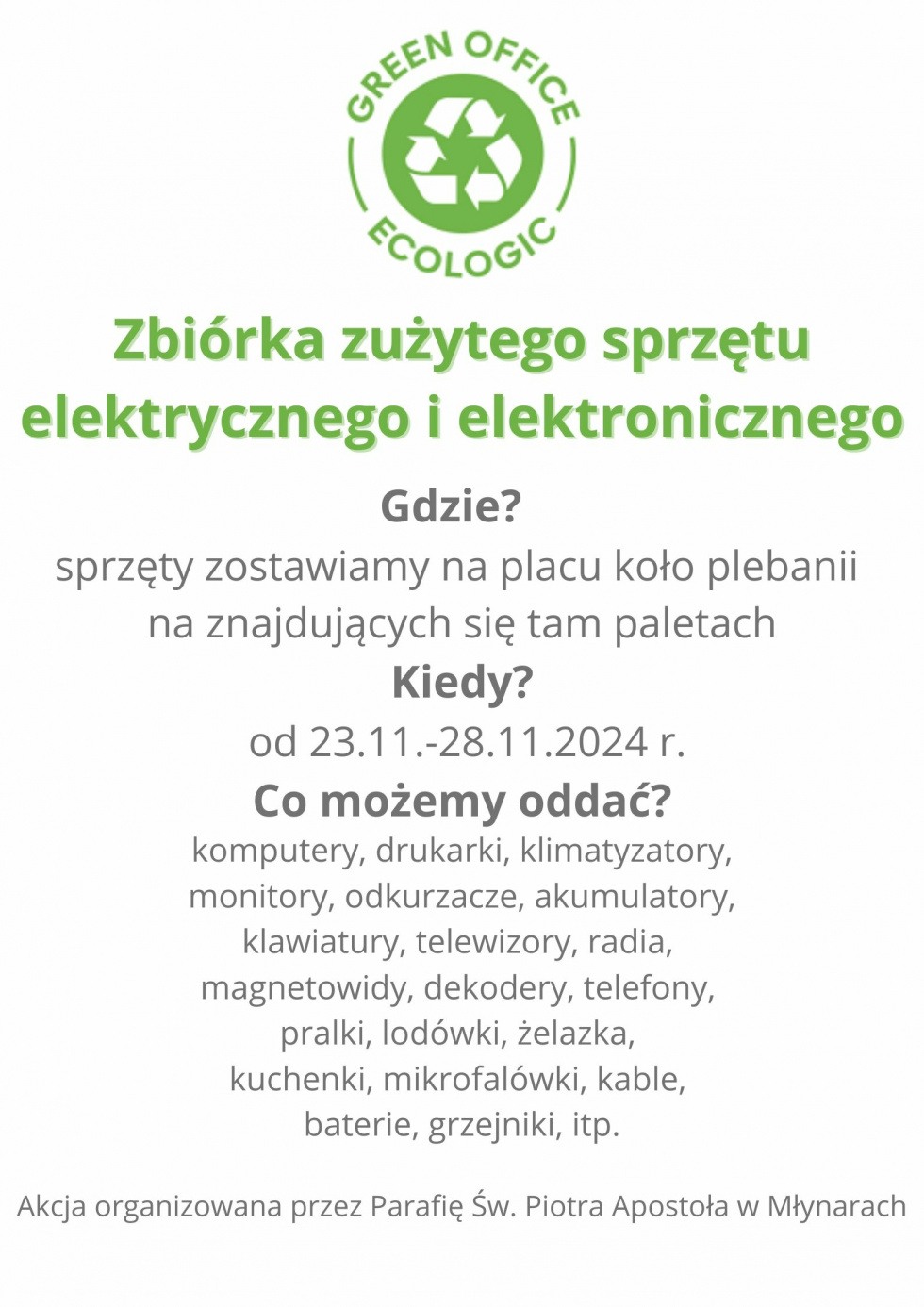 Zbiórka zużytego sprzętu elektrycznego i elektronicznego.